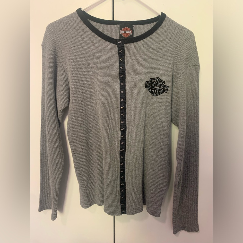 Harley-Davidson Vintage Waffle Knit Long-Sleeve Top